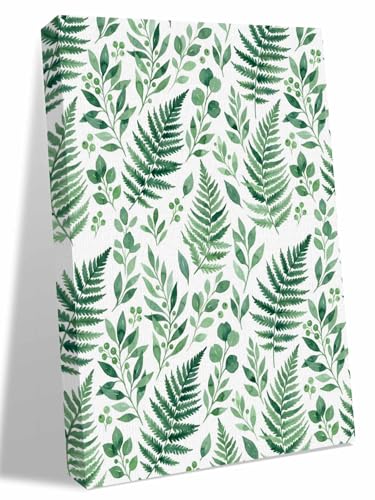 NuYeBiofx Watercolor Botanical Fern Fronds Canvas Wall Art Prints,40"x28" Framed Picture Artwork Green Leaves Printed Canvas Oil Painting for Living Room Bedroom Office,Ready to Hang