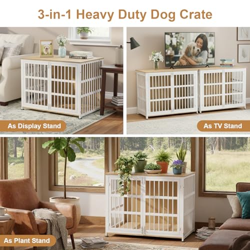 42" Furniture Style Large Dog Crate with Wheels, view 4