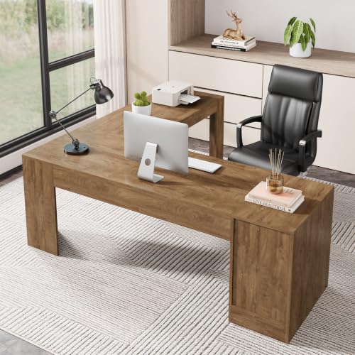 83" L Shaped Desk with Drawers & Cabinet, Modern Executive Desk, view 6