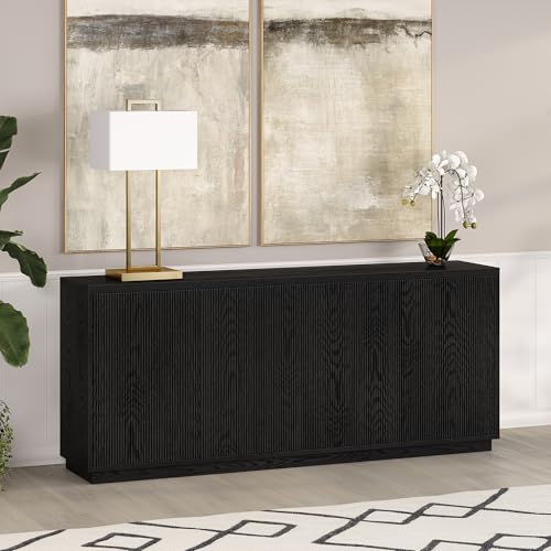 Henn&Hart 68" Fluted Modern Sideboard Buffet Cabinet, Natural Black, view 4