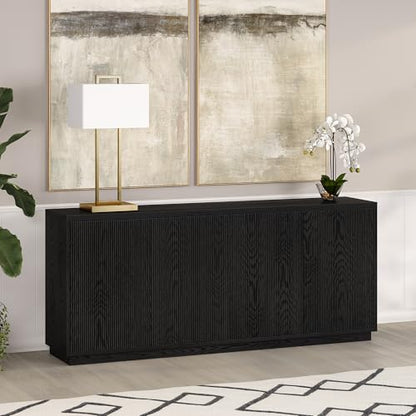 Henn&Hart 68" Fluted Modern Sideboard Buffet Cabinet, Natural Black, view 4