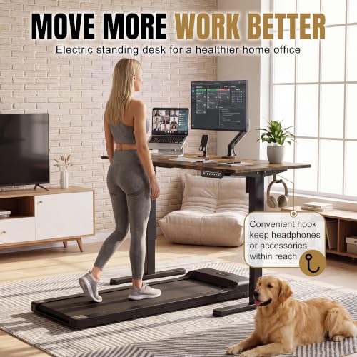 45 Inches Electric Standing Desk, Home Office Desk with Phone Holder, view 3