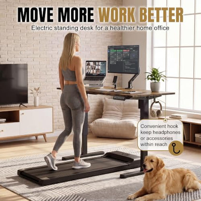 45 Inches Electric Standing Desk, Home Office Desk with Phone Holder, view 3