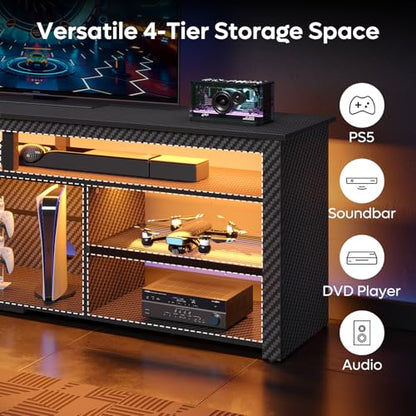 Tall TV Stand for 75 inch TV, LED Entertainment Center, view 6