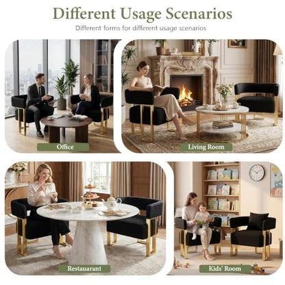 Boucle Bucket Chairs in Gold with Curved Design, view 4