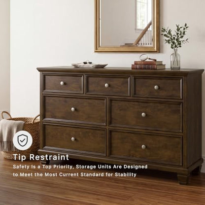 Signature Design by Ashley Traditional 7 Drawer Dresser, Dark Cherry, view 7