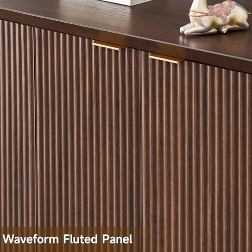Modern Fluted Sideboard Buffet Cabinet with Storage, Dark Walnut, view 5