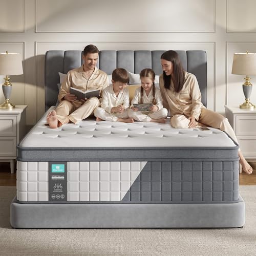 Queen 14 Inch Hybrid Mattress, Medium Firm, 7-Zone Lumbar Support in a Box, view 2