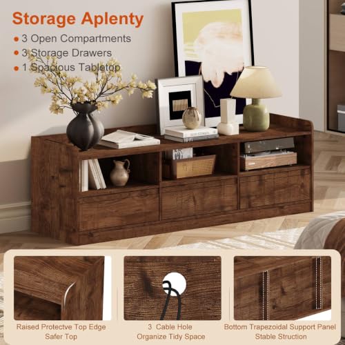 Farmhouse TV Stand for 55/60/65 Inch TVs, Entertainment Center with Storage, view 5