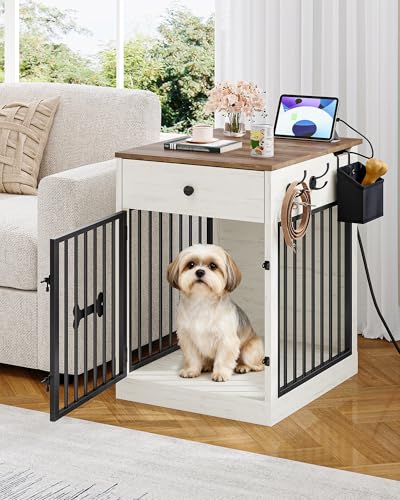 24.6'' Dog Crate Furniture with Storage & Power Indoor Dog Kennel, view 4