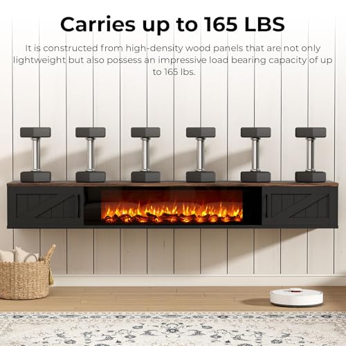 Floating TV Stand with 36" Electric Fireplace, view 7