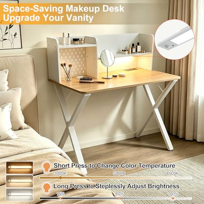44"×24" White Computer Desk with Charging Ports & Hutch Pegboard, view 7