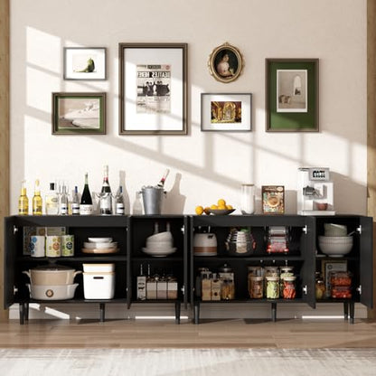 94in Black Buffet Cabinet Set of 2, Modern Wood Sideboard TV Stand, view 4