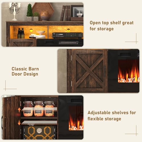 Farmhouse Fireplace TV Stand for 70/75/80 Inch TV, view 6