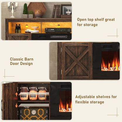 Farmhouse Fireplace TV Stand for 70/75/80 Inch TV, view 6
