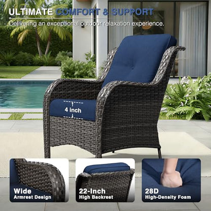 Patio Chairs Set of 2, Wicker Patio Furniture with High Back, Deep Seating, view 5