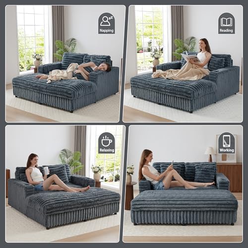 60.43'' Oversized Chaise Lounge Chair Indoor, Grey, view 7