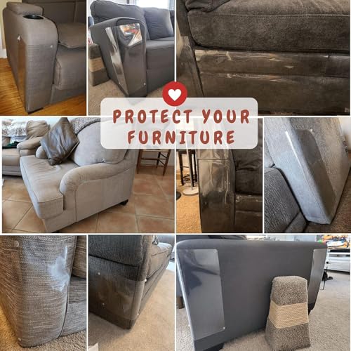 Anti Cat Scratch Furniture Protector, 24-Pack Couch Protector from Cat Claws – Heavy-Duty, Easy-to-Apply Scratching Deterrent and Shield for Sofa Corners, Walls, Doors- with 124 Twist Pins