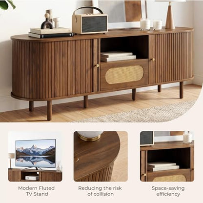 63'' Tambour TV Stand with Power Outlet for TVs up to 70, view 7