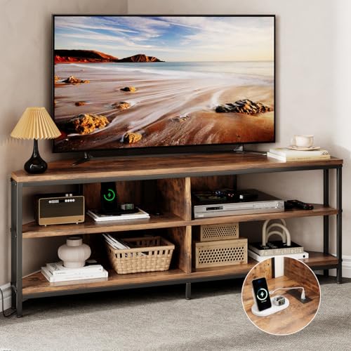 Corner TV Stand with Power Outlet, view 2