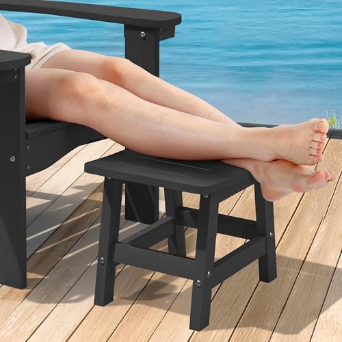 Outdoor Adirondack Ottomans, Footrest Footstool, Outdoor Foot Rest for Patio, HDPS All Weather Waterproof Footrest Footstool for Adirondack Chair, Black