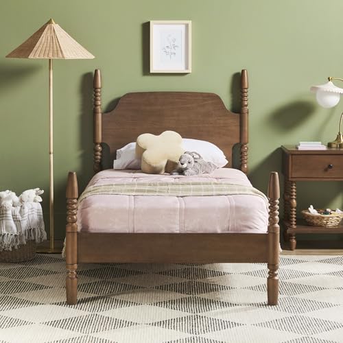 EZ Assembly Traditional Wood Spindle Bed, Vintage Bed Frame, view 2