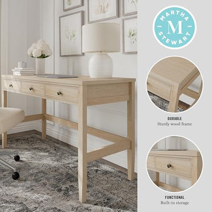 Rhett 3 Drawer Home Office Desk, Light Natural, view 5