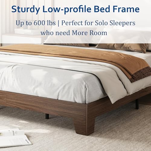 Full Size Bed Frame with Wooden Slats, Wood Platform Bed Frame, Low Profile Bed, view 3