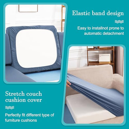 12 Pcs Stretch Patio Cushion Covers,Outdoor Couch Covers Replacement,Outdoor Couch & Sofa Slipcovers,for Patio Furniture Cushion Covers,Washable Reusable Furniture Protector (Gray Blue,Cover Only)