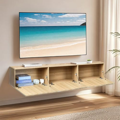 Floating TV Stand, Modern Wall Mount Entertainment Center TV Shelf, view 4
