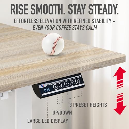 55 x 28 Electric Height Adjustable Standing Desk w/Drawer, Maple, view 8