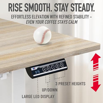 55 x 28 Electric Height Adjustable Standing Desk w/Drawer, Maple, view 8