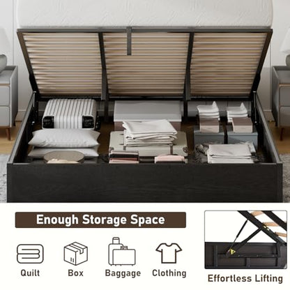 King Lift Up Storage Bed Frame, Black, view 5