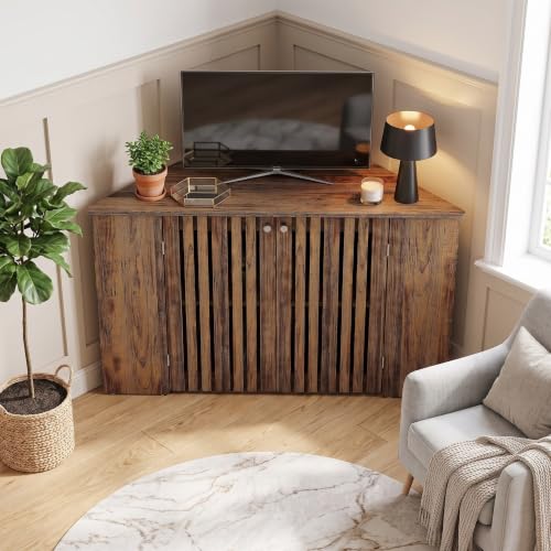 53" Farmhouse Corner TV Stand with Storage for TVs up to 65 Inch, view 4