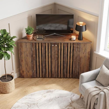 53" Farmhouse Corner TV Stand with Storage for TVs up to 65 Inch, view 4