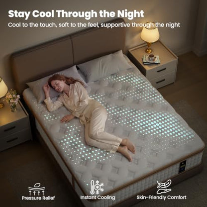 Queen Mattress 12 Inch, Cooling Hybrid Mattress Queen Size in a Box, view 8