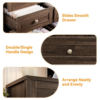 12 Drawer Wooden Dressers for Bedroom, Farmhouse Brown Wood Dresser, view 8