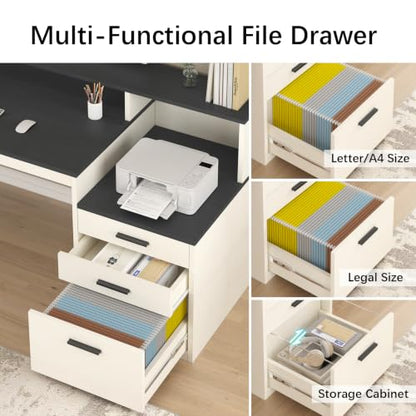 65" Computer Desk with 3 Drawers & Printer Shelf for Home Office, view 6
