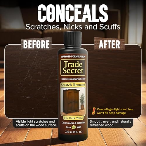 Scratch Concealer for Dark Wood Furniture & Floors – Dark Brown Shade Stain Covers Nicks, Scuffs, Dog & Cat Scratches, Minor Defects – Real Wood Only