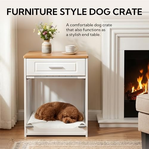 Dog Crate Furniture End Table with Flip-Up Door for Small Dogs, view 6