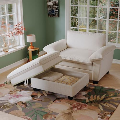 Modern Chaise Lounge Chair with Storage Ottoman, view 5