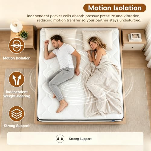 Queen Hybrid Mattress, 8/10/12/14 Inch Pocket Coil Gel Memory Foam, Medium‑Firm, view 6