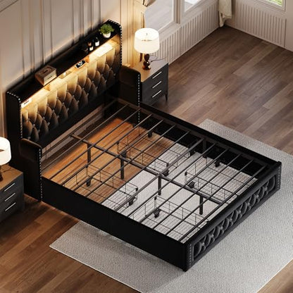 Full Size Bed Frame with 4 Storage Drawers, view 7