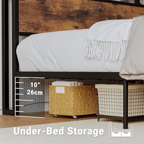 King Size Bed Frame with Headboard, 2 Drawers and Charging Station, view 8