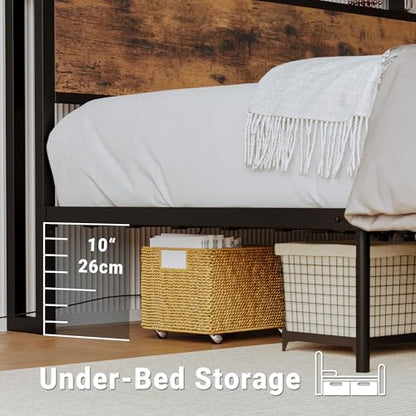 King Size Bed Frame with Headboard, 2 Drawers and Charging Station, view 8
