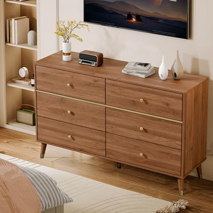6 Drawer Dresser, 47" Wide Mid Century Chest of Drawers, view 8