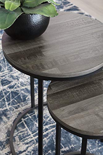 Black and gray industrial nesting accent tables, set of two, view 7