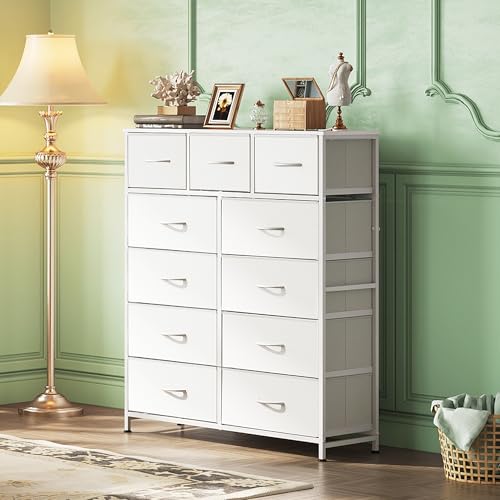 Tall Dresser for Bedroom, 11 Drawer Chest of Drawers, White, view 5