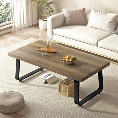 47" Rustic Industrial Coffee Table - Farmhouse Modern Minimalist Center Table with Wood & Metal Legs,Cocktail Table for Living Room, Bedroom, Home Office, Rustic Oak