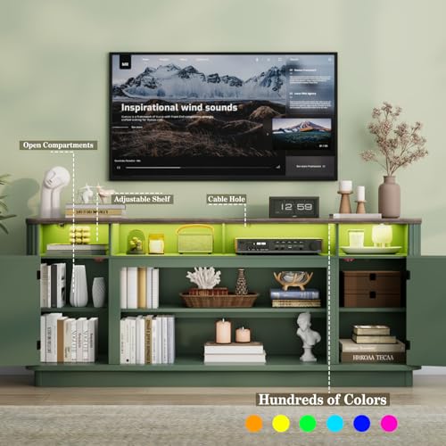 70" Fluted TV Stand for TVs Up to 80 inch Modern Entertainment Center Wood, view 6